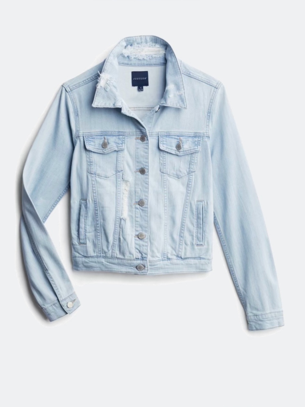 Just USA Hadid Light Blue Distressed Denim Jacket- Size Small, NWOT